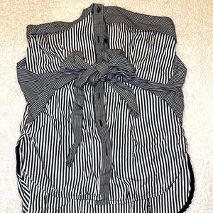TOPSHOP striped strapless button town